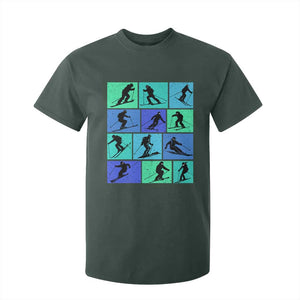 Skiing T Shirt For Kid for Skiers Wintersport Ski Snowboard TS10 Dark Forest Green Print Your Wear