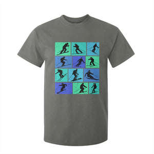 Skiing T Shirt For Kid for Skiers Wintersport Ski Snowboard TS10 Military Green Print Your Wear