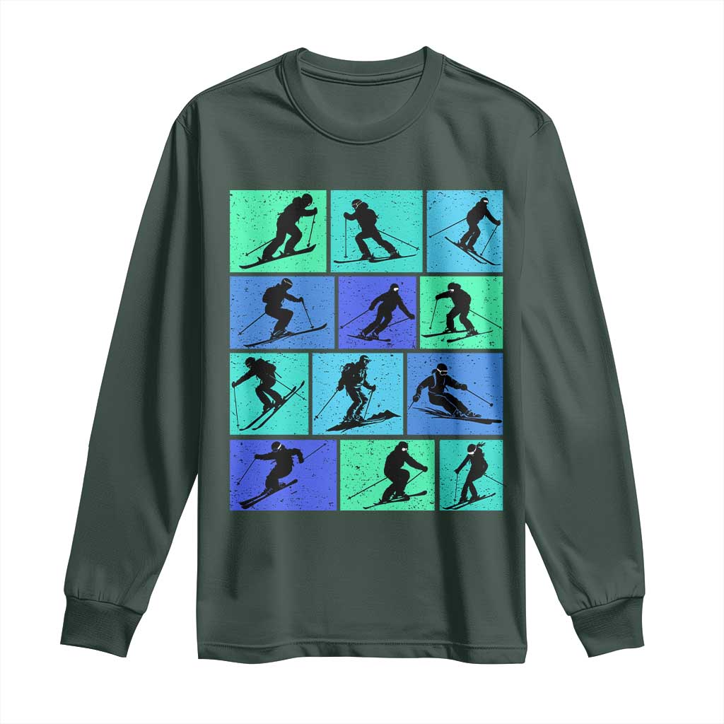 Skiing Long Sleeve Shirt for Skiers Wintersport Ski Snowboard TS10 Dark Forest Green Print Your Wear