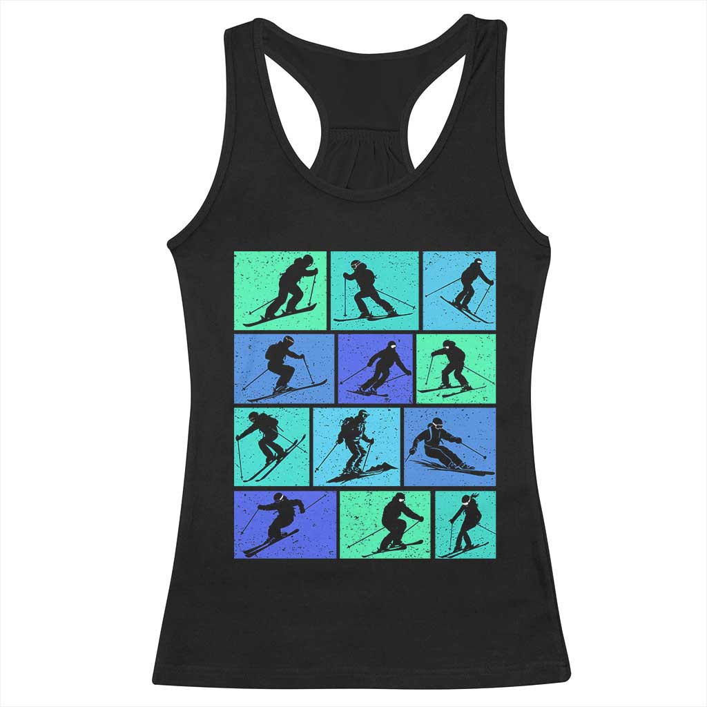 Skiing Racerback Tank Top for Skiers Wintersport Ski Snowboard TS10 Black Print Your Wear