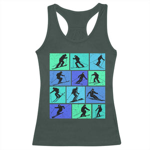Skiing Racerback Tank Top for Skiers Wintersport Ski Snowboard TS10 Dark Forest Green Print Your Wear