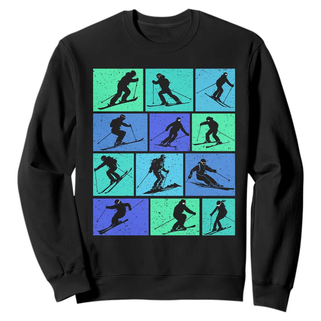 Skiing Sweatshirt for Skiers Wintersport Ski Snowboard TS10 Black Print Your Wear