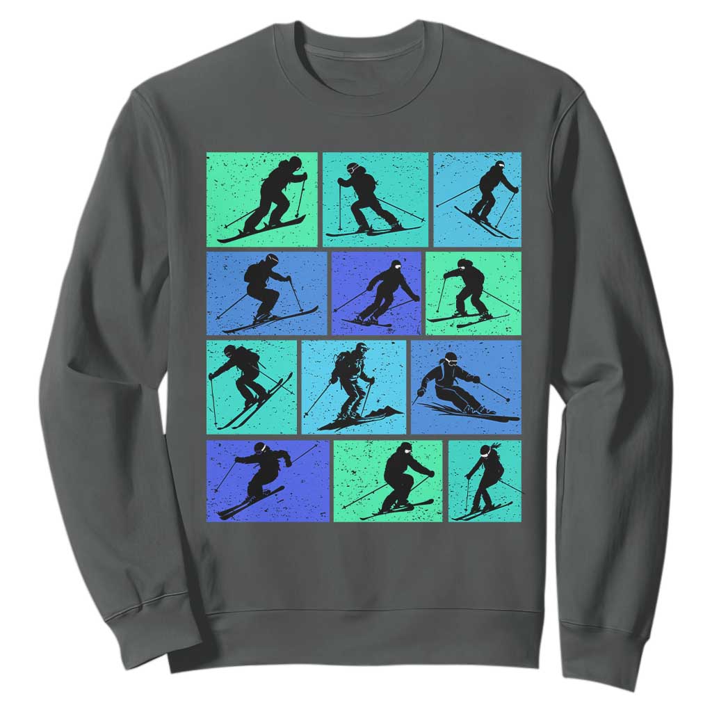 Skiing Sweatshirt for Skiers Wintersport Ski Snowboard TS10 Dark Heather Print Your Wear