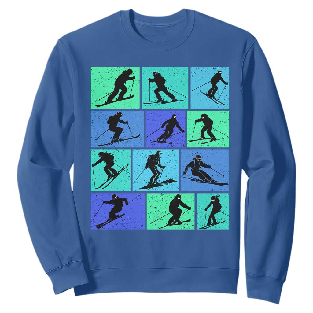 Skiing Sweatshirt for Skiers Wintersport Ski Snowboard TS10 Royal Blue Print Your Wear
