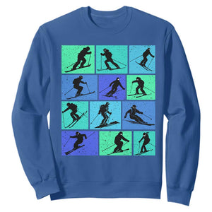 Skiing Sweatshirt for Skiers Wintersport Ski Snowboard TS10 Royal Blue Print Your Wear