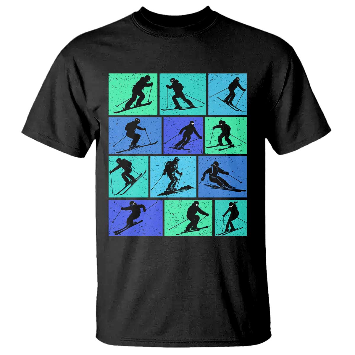 Skiing T Shirt for Skiers Wintersport Ski Snowboard TS10 Black Print Your Wear