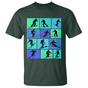 Skiing T Shirt for Skiers Wintersport Ski Snowboard TS10 Dark Forest Green Print Your Wear