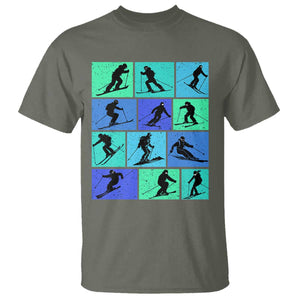 Skiing T Shirt for Skiers Wintersport Ski Snowboard TS10 Military Green Print Your Wear