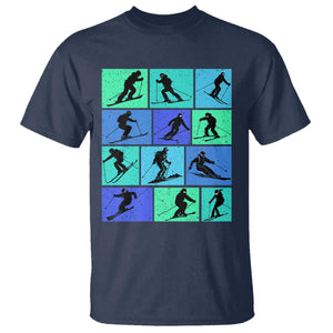 Skiing T Shirt for Skiers Wintersport Ski Snowboard TS10 Navy Print Your Wear