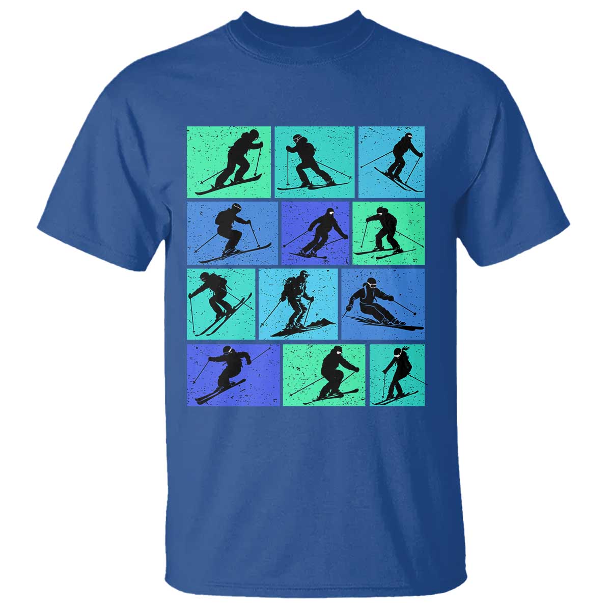 Skiing T Shirt for Skiers Wintersport Ski Snowboard TS10 Royal Blue Print Your Wear
