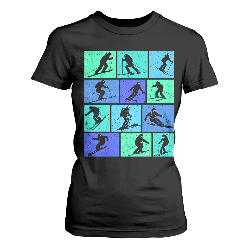 Skiing T Shirt For Women for Skiers Wintersport Ski Snowboard TS10 Black Print Your Wear