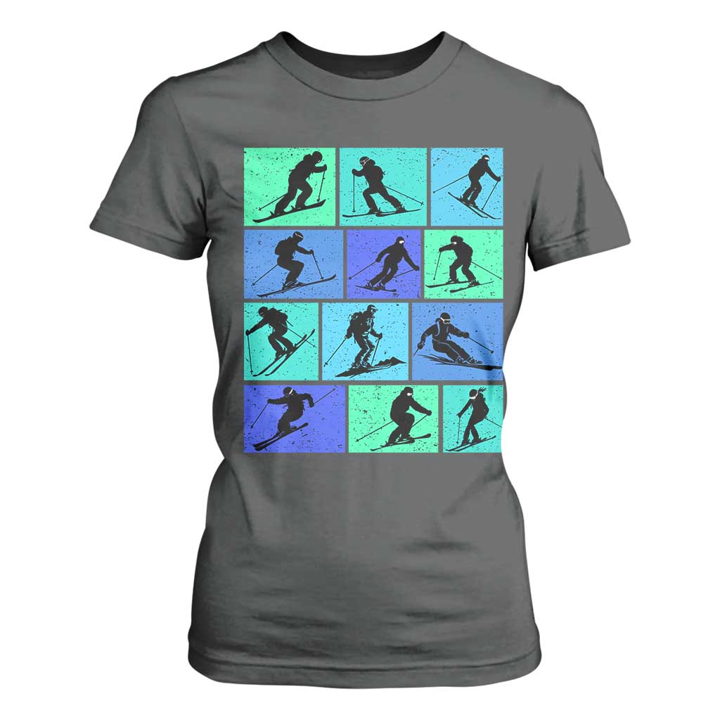 Skiing T Shirt For Women for Skiers Wintersport Ski Snowboard TS10 Dark Heather Print Your Wear