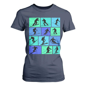 Skiing T Shirt For Women for Skiers Wintersport Ski Snowboard TS10 Navy Print Your Wear