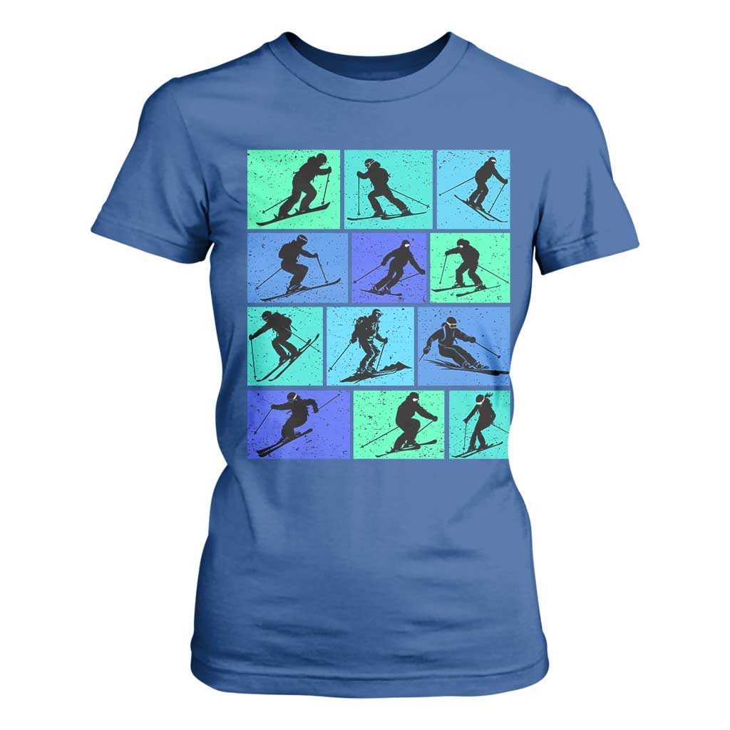 Skiing T Shirt For Women for Skiers Wintersport Ski Snowboard TS10 Royal Blue Print Your Wear