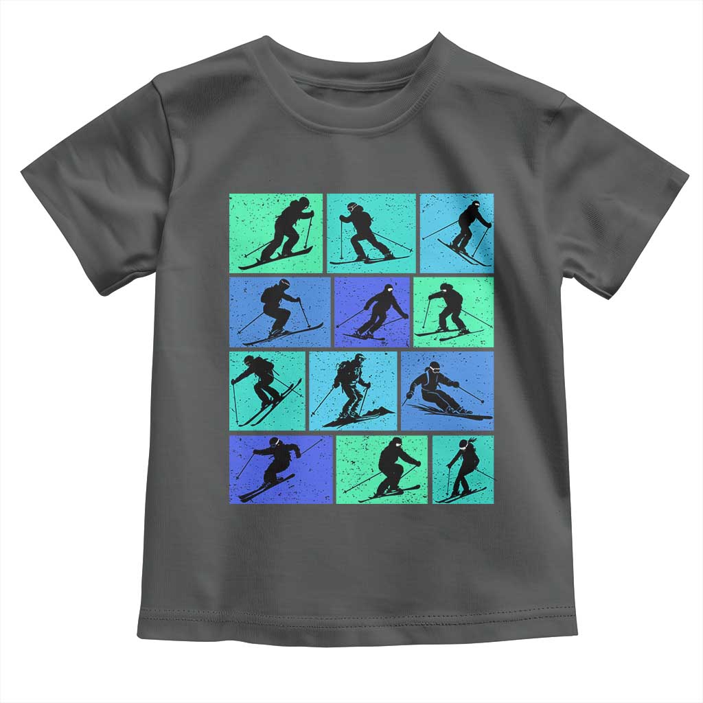 Skiing Toddler T Shirt for Skiers Wintersport Ski Snowboard TS10 Dark Heather Print Your Wear