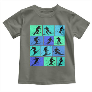 Skiing Toddler T Shirt for Skiers Wintersport Ski Snowboard TS10 Military Green Print Your Wear