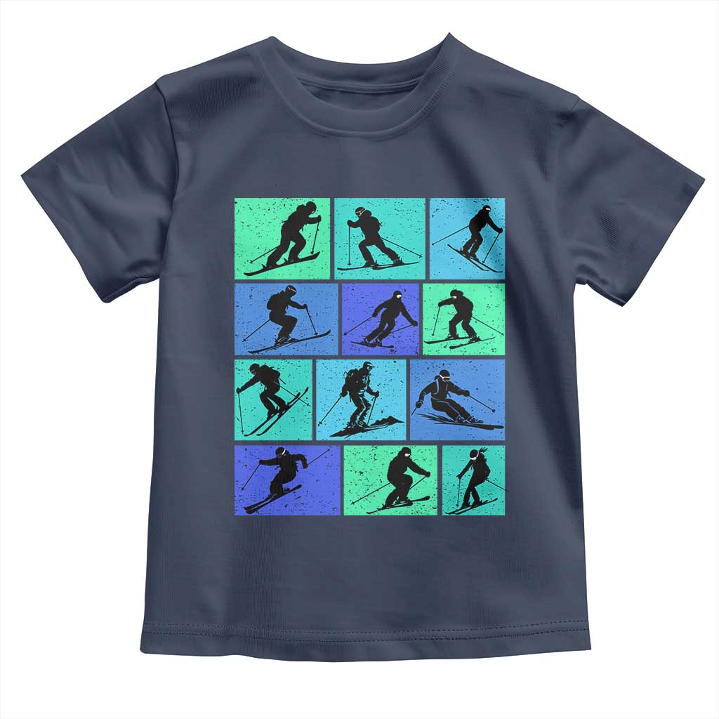 Skiing Toddler T Shirt for Skiers Wintersport Ski Snowboard TS10 Navy Print Your Wear