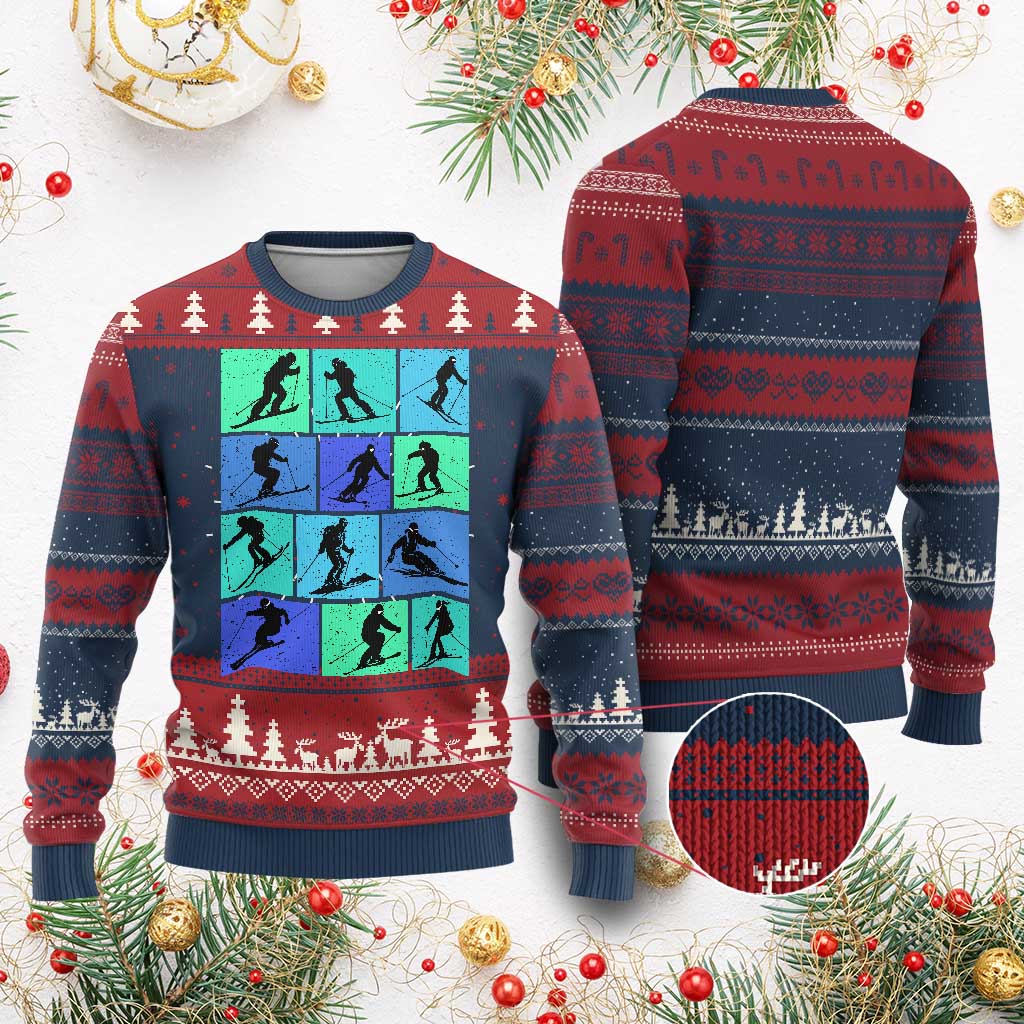 Skiing Knit Sweatshirt for Skiers Wintersport Ski Snowboard - Print Your Wear