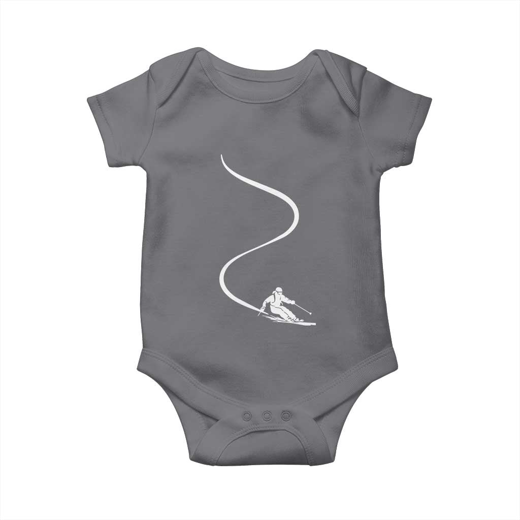 Skiing Baby Onesie Skier With Tracks In Deep Powder Snow Freeride Gift TS10 Charcoal Print Your Wear