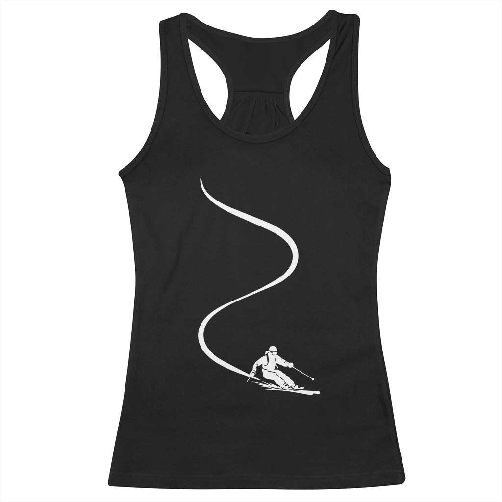Skiing Racerback Tank Top Skier With Tracks In Deep Powder Snow Freeride Gift TS10 Black Print Your Wear