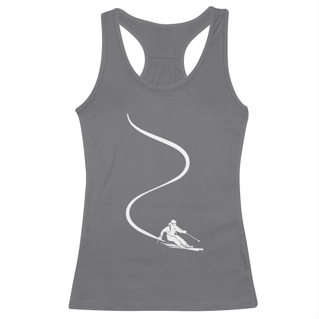 Skiing Racerback Tank Top Skier With Tracks In Deep Powder Snow Freeride Gift TS10 Charcoal Print Your Wear