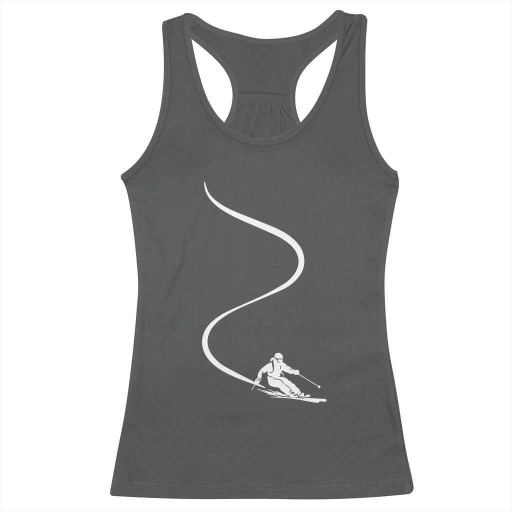 Skiing Racerback Tank Top Skier With Tracks In Deep Powder Snow Freeride Gift TS10 Dark Heather Print Your Wear