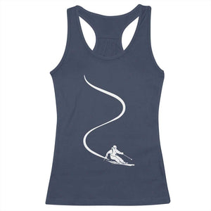 Skiing Racerback Tank Top Skier With Tracks In Deep Powder Snow Freeride Gift TS10 Navy Print Your Wear