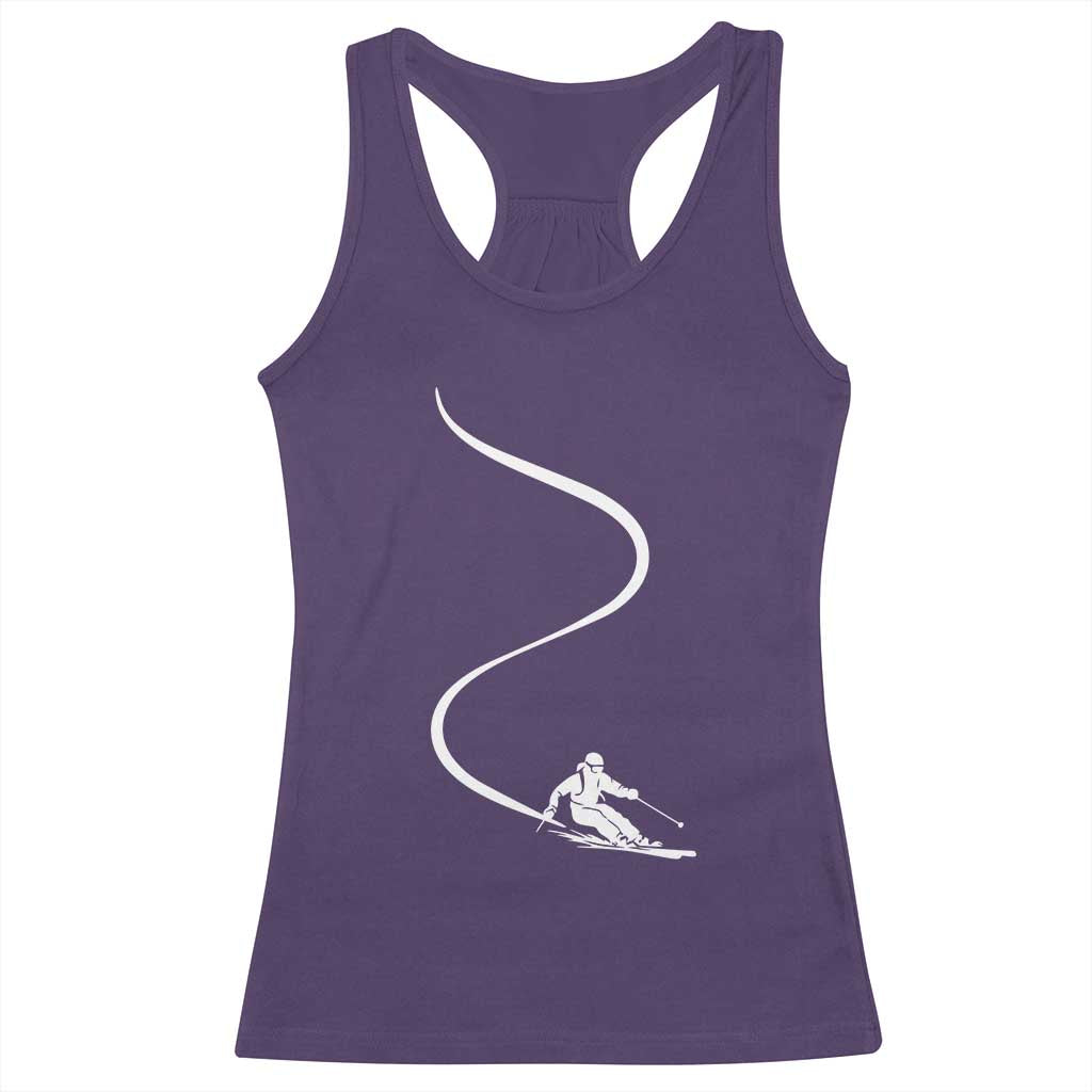 Skiing Racerback Tank Top Skier With Tracks In Deep Powder Snow Freeride Gift TS10 Purple Print Your Wear