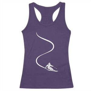 Skiing Racerback Tank Top Skier With Tracks In Deep Powder Snow Freeride Gift TS10 Purple Print Your Wear