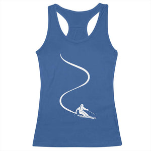Skiing Racerback Tank Top Skier With Tracks In Deep Powder Snow Freeride Gift TS10 Royal Blue Print Your Wear