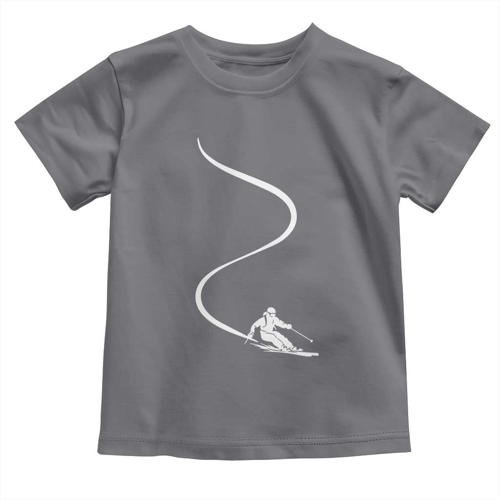 Skiing Toddler T Shirt Skier With Tracks In Deep Powder Snow Freeride Gift TS10 Charcoal Print Your Wear