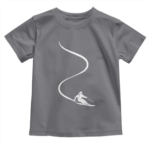 Skiing Toddler T Shirt Skier With Tracks In Deep Powder Snow Freeride Gift TS10 Charcoal Print Your Wear