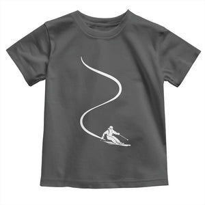 Skiing Toddler T Shirt Skier With Tracks In Deep Powder Snow Freeride Gift TS10 Dark Heather Print Your Wear