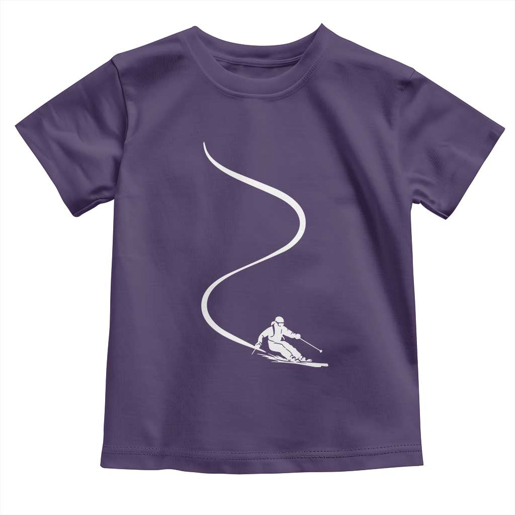 Skiing Toddler T Shirt Skier With Tracks In Deep Powder Snow Freeride Gift TS10 Purple Print Your Wear