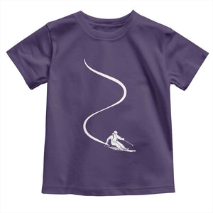 Skiing Toddler T Shirt Skier With Tracks In Deep Powder Snow Freeride Gift TS10 Purple Print Your Wear