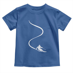 Skiing Toddler T Shirt Skier With Tracks In Deep Powder Snow Freeride Gift TS10 Royal Blue Print Your Wear