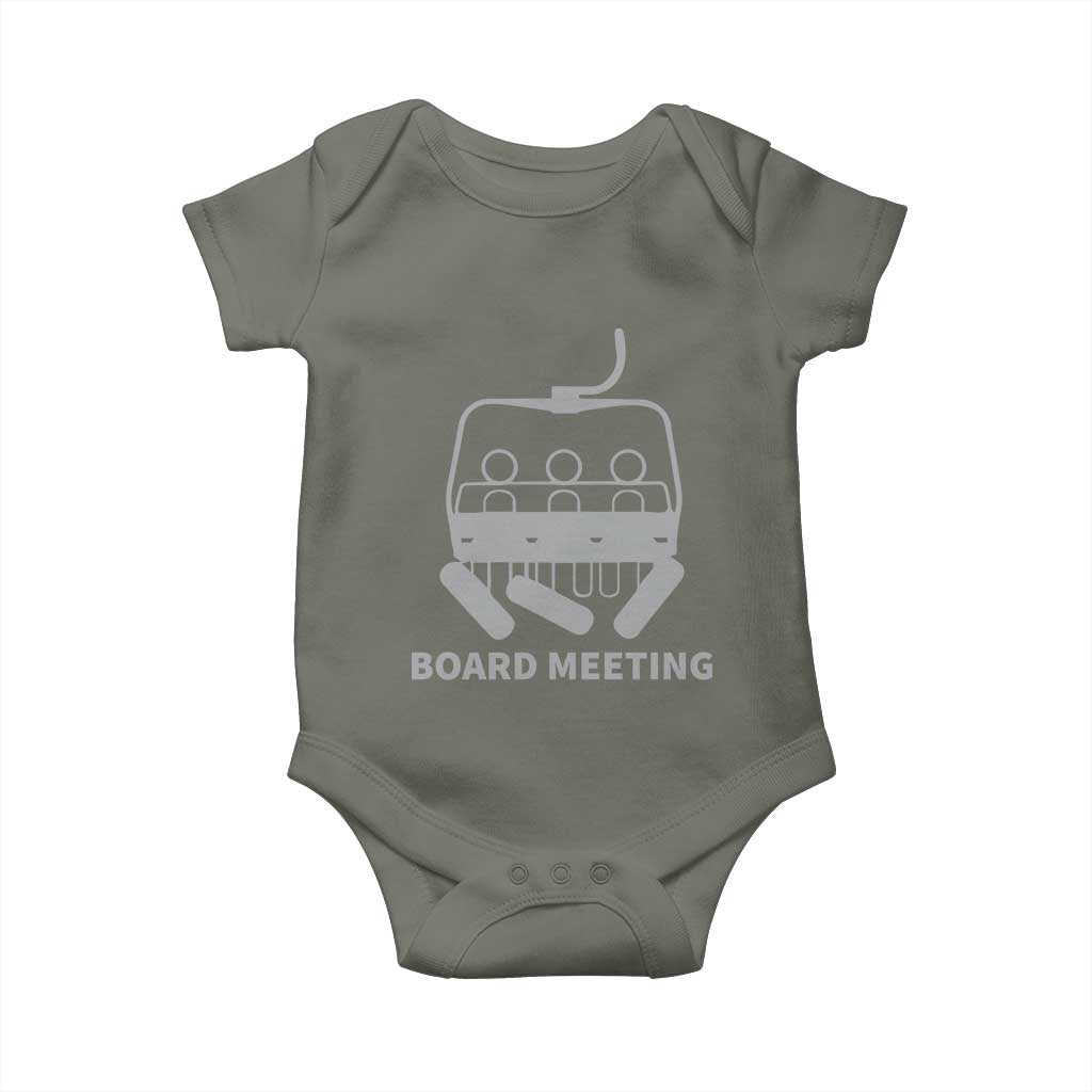 Funny Skiing Baby Onesie Snowboard Meeting Gift TS10 Military Green Print Your Wear