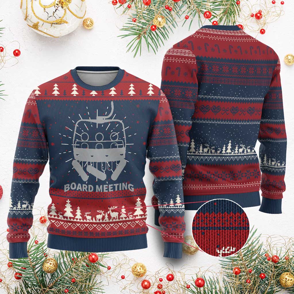 Funny Skiing Knit Sweatshirt Snowboard Meeting Gift - Print Your Wear