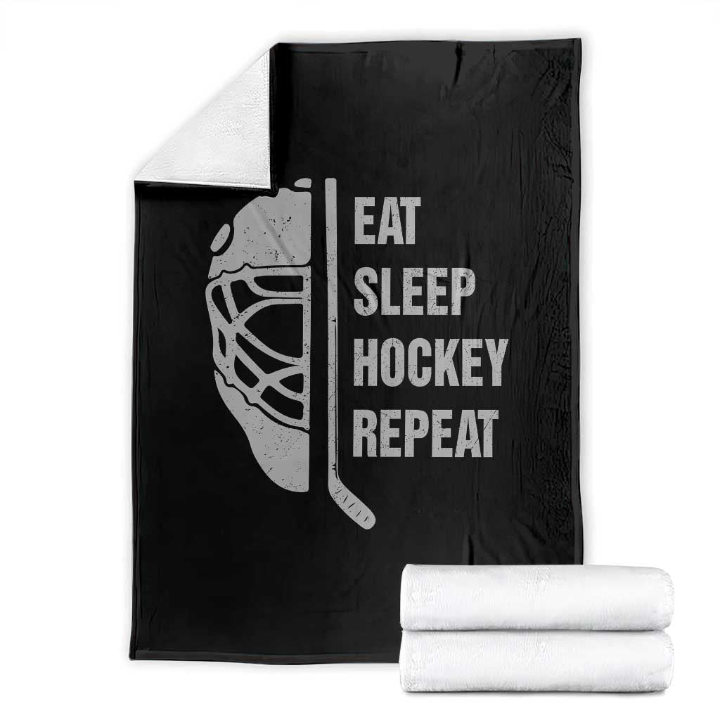 Ice Hockey Player Throw Blanket Funny Eat Sleep Hockey Repeat Sport Fan TS10 Black Print Your Wear