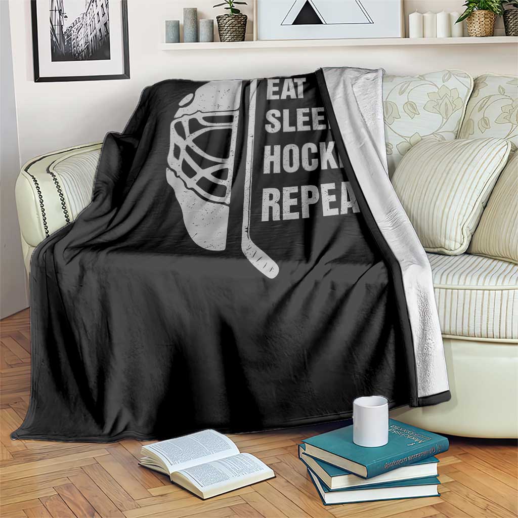 Ice Hockey Player Throw Blanket Funny Eat Sleep Hockey Repeat Sport Fan TS10 Print Your Wear
