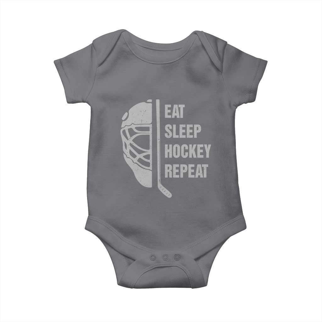 Ice Hockey Player Baby Onesie Funny Eat Sleep Hockey Repeat Sport Fan TS10 Charcoal Print Your Wear
