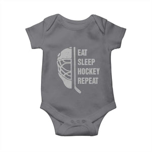 Ice Hockey Player Baby Onesie Funny Eat Sleep Hockey Repeat Sport Fan TS10 Charcoal Print Your Wear