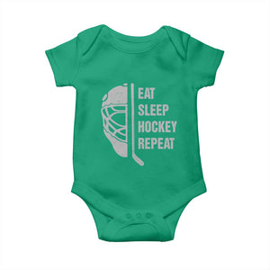 Ice Hockey Player Baby Onesie Funny Eat Sleep Hockey Repeat Sport Fan TS10 Irish Green Print Your Wear