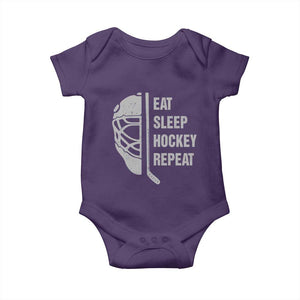 Ice Hockey Player Baby Onesie Funny Eat Sleep Hockey Repeat Sport Fan TS10 Purple Print Your Wear