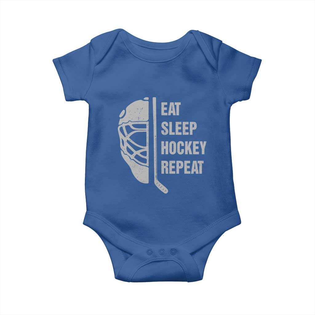 Ice Hockey Player Baby Onesie Funny Eat Sleep Hockey Repeat Sport Fan TS10 Royal Blue Print Your Wear