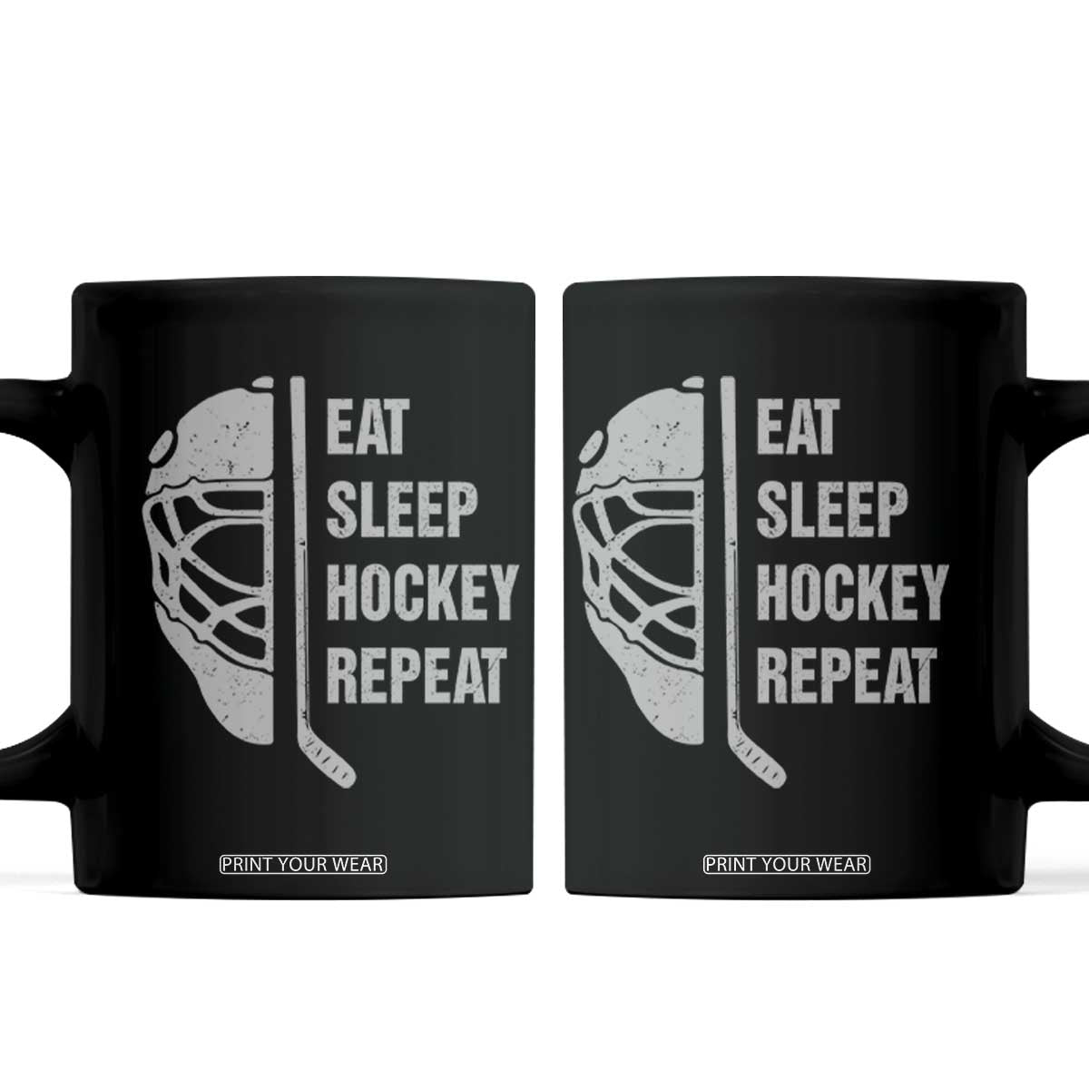 Ice Hockey Player Coffee Mug Funny Eat Sleep Hockey Repeat Sport Fan TS10 Black Print Your Wear