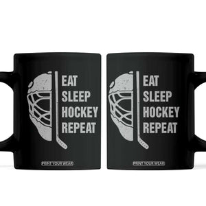 Ice Hockey Player Coffee Mug Funny Eat Sleep Hockey Repeat Sport Fan TS10 Black Print Your Wear