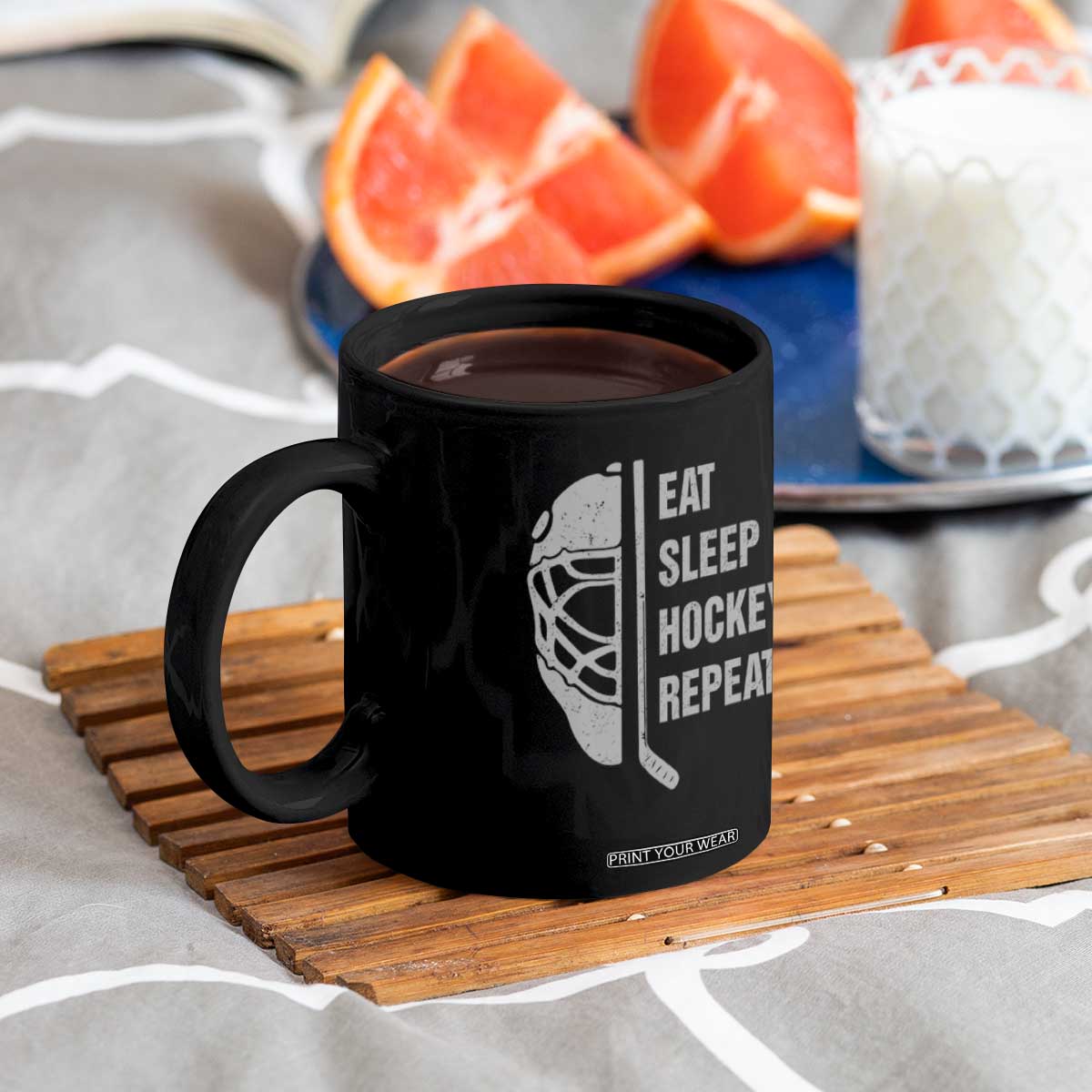 Ice Hockey Player Coffee Mug Funny Eat Sleep Hockey Repeat Sport Fan TS10 Print Your Wear