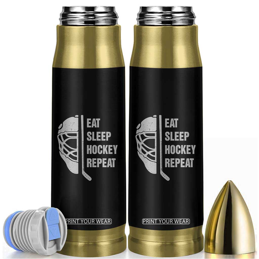 Ice Hockey Player Bullet Tumbler Funny Eat Sleep Hockey Repeat Sport Fan TS10 Black Print Your Wear