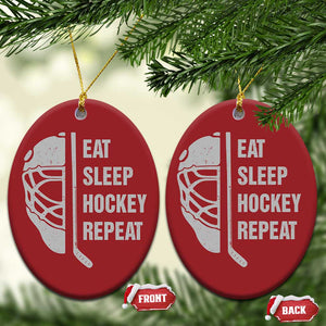 Ice Hockey Player Christmas Ornament Funny Eat Sleep Hockey Repeat Sport Fan TS10 Oval Red Print Your Wear